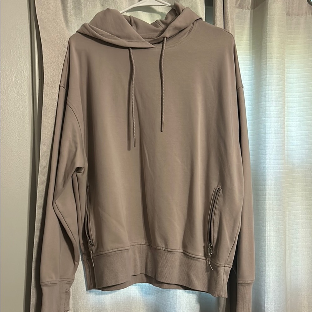 Taupe Hoodie with Zipper Pockets